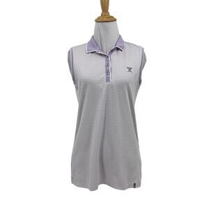 KJUS Shirt Womens S Small Lilac White Structure Polo Sport Fit UPF 30 Golf *LOGO